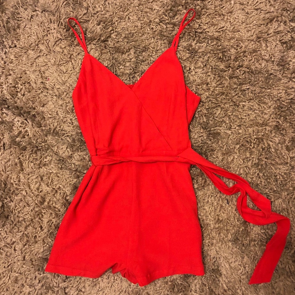 B.B. Dakota bright coral pink romper